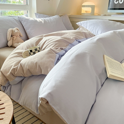 91家纺网 家纺一手货源 找家纺 （总）米粒  2024新款纯色简约双拼磨毛四件套