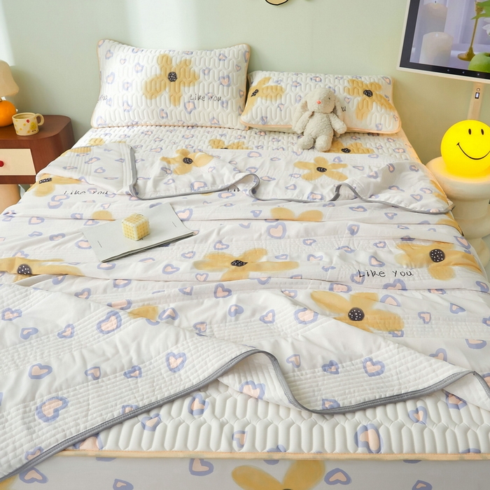 91家纺网 家纺一手货源 找家纺 LIFE.丽芙 2024年新品0.4乳胶凉席加厚床笠款三件套+凉感丝夏被可组合四件套-图片一 寐色