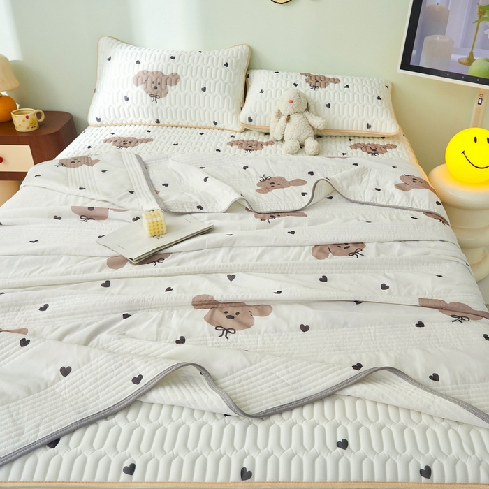 91家纺网 家纺一手货源 找家纺 LIFE.丽芙 2024年新品0.4乳胶凉席加厚床笠款三件套+凉感丝夏被可组合四件套-图片一 呆呆狗