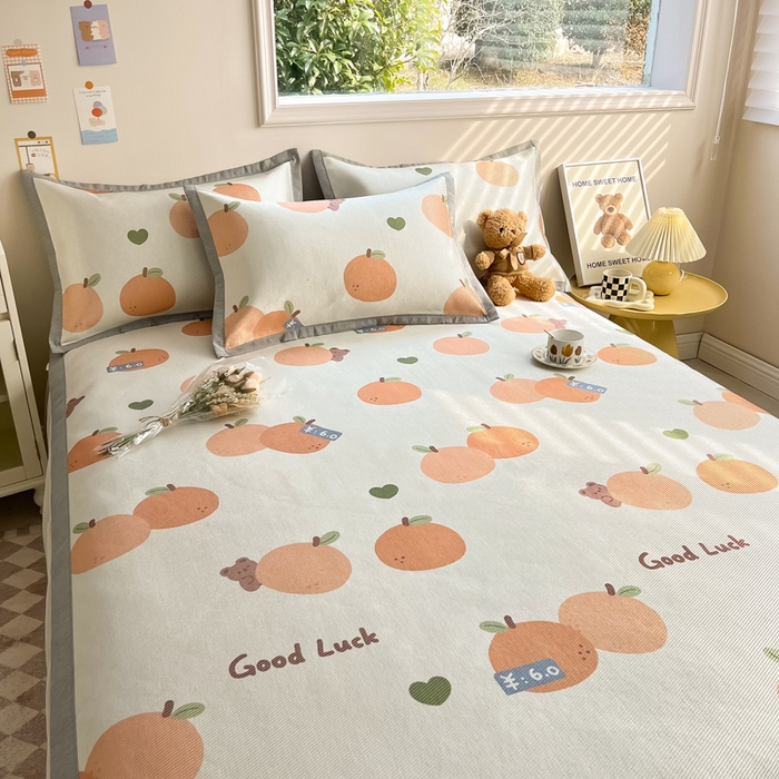 91家纺网 家纺一手货源 找家纺 懒猫家纺 2024新款250D数码印花宽边圆网冰丝席 大吉大利