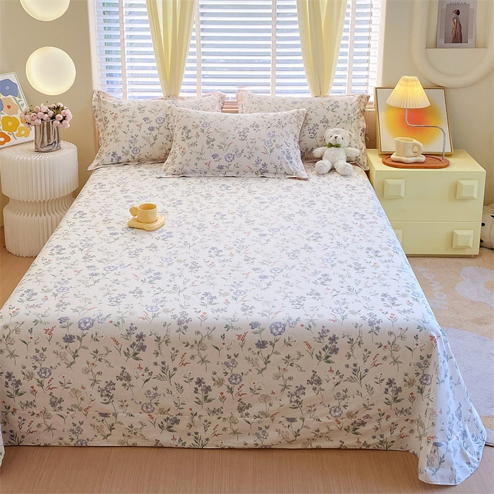 91家纺网 家纺一手货源 找家纺 宝齐莱家纺 2024新款13372全棉印花四件套单品系列-床单 爱在花开