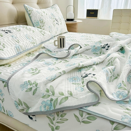 91家纺网 家纺一手货源 找家纺 （总）2024年新品0.4乳胶凉席加厚床笠款三件套+凉感丝夏被可组合四件套-图片二