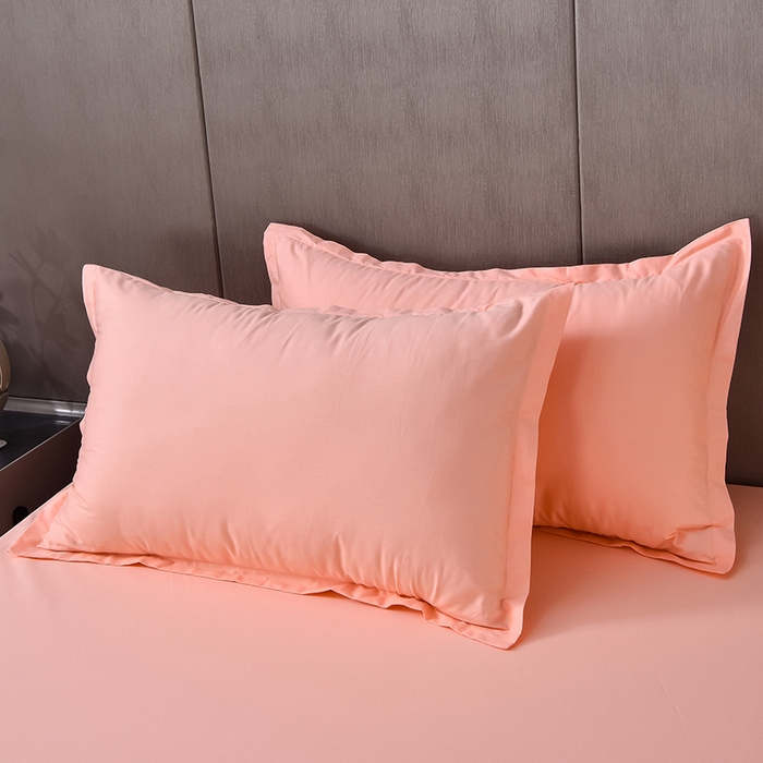 91家纺网 家纺一手货源 找家纺 床笠人家 2025新款全棉纯色防水床笠防水隔尿透气-纯色防水床笠 淡橘