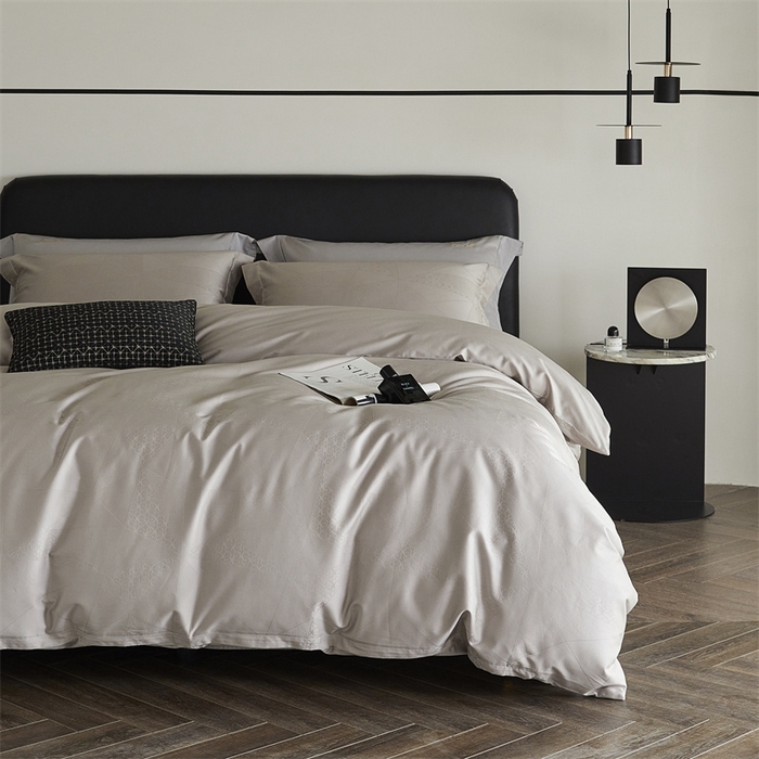 91家纺网 家纺一手货源 找家纺 梦享生活家居 2024新款100支贡缎提花四件套 格林-米杏