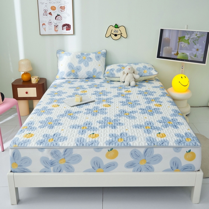 91家纺网 家纺一手货源 找家纺 LIFE.丽芙 2024年新品0.4乳胶凉席加厚床笠款三件套图片一 向阳花