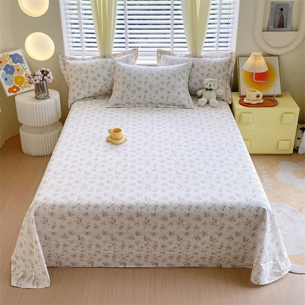 91家纺网 家纺一手货源 找家纺 宝齐莱家纺 2024新款13372全棉印花四件套单品系列-床单 遇见-咖