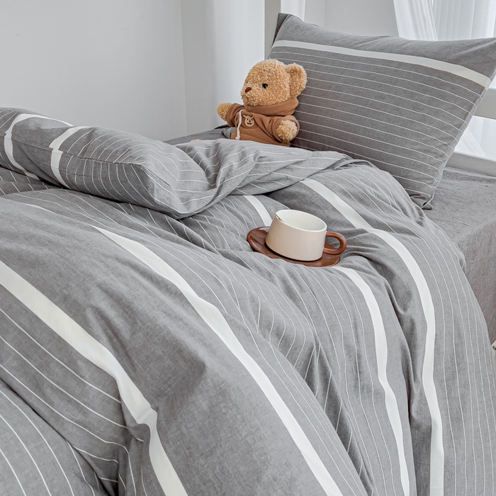 91家纺网 家纺一手货源 找家纺 久典家居 2024新款A类全棉学生款三件套 极简灰