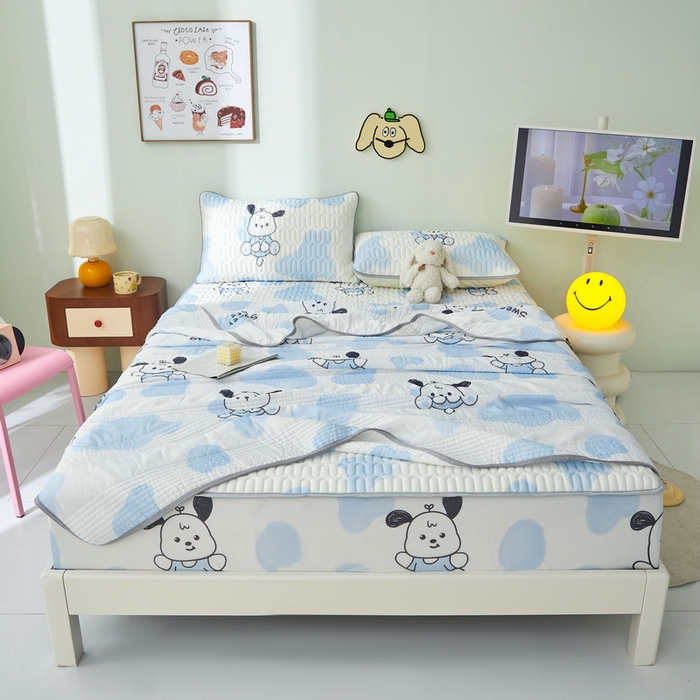 91家纺网 家纺一手货源 找家纺 LIFE.丽芙 2024年新品0.4乳胶凉席加厚床笠款三件套+凉感丝夏被可组合四件套-图片一 皮皮狗