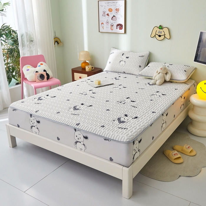 91家纺网 家纺一手货源 找家纺 LIFE.丽芙 2024年新品0.4乳胶凉席加厚床笠款三件套图片一 爱心狗