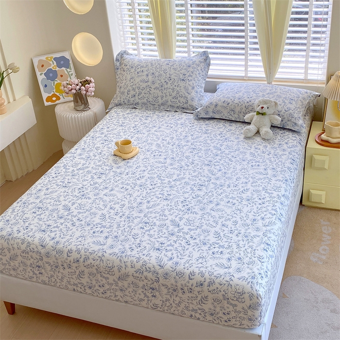 91家纺网 家纺一手货源 找家纺 宝齐莱家纺 2024新款13372全棉印花系列单品床笠 花倾城