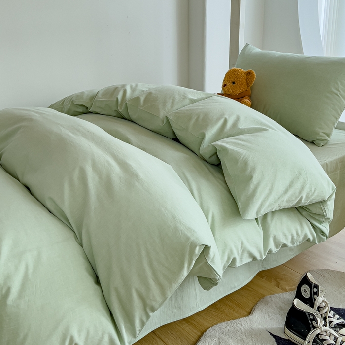 91家纺网 家纺一手货源 找家纺 久典家居 2024新款A类全棉学生款三件套 果绿