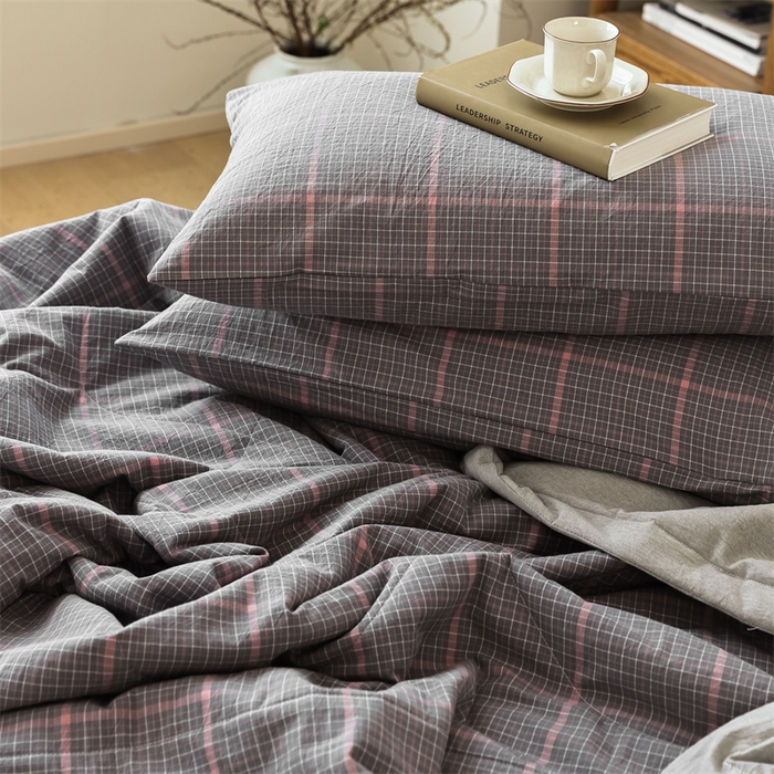 91家纺网 家纺一手货源 找家纺 【直播爆款】24新品A类抗菌全棉色织水洗棉夏被四件套夏凉被空调被-广岛-灰