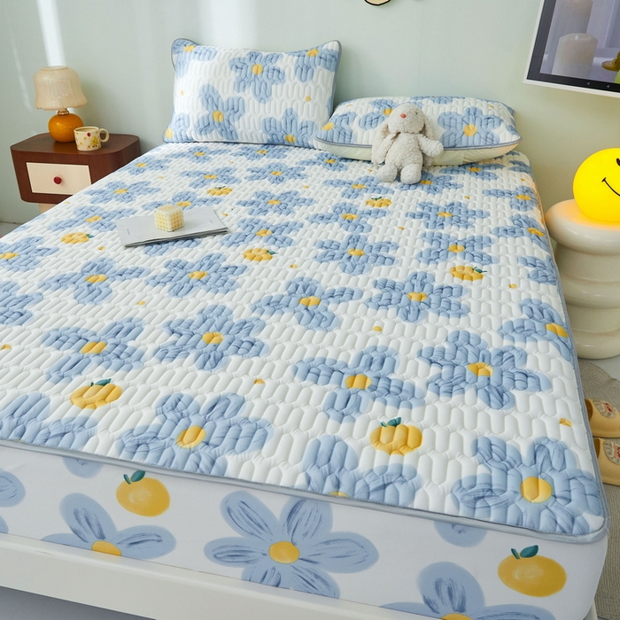 91家纺网 家纺一手货源 找家纺 LIFE.丽芙 2024年新品0.4乳胶凉席加厚床笠款三件套图片一 向阳花