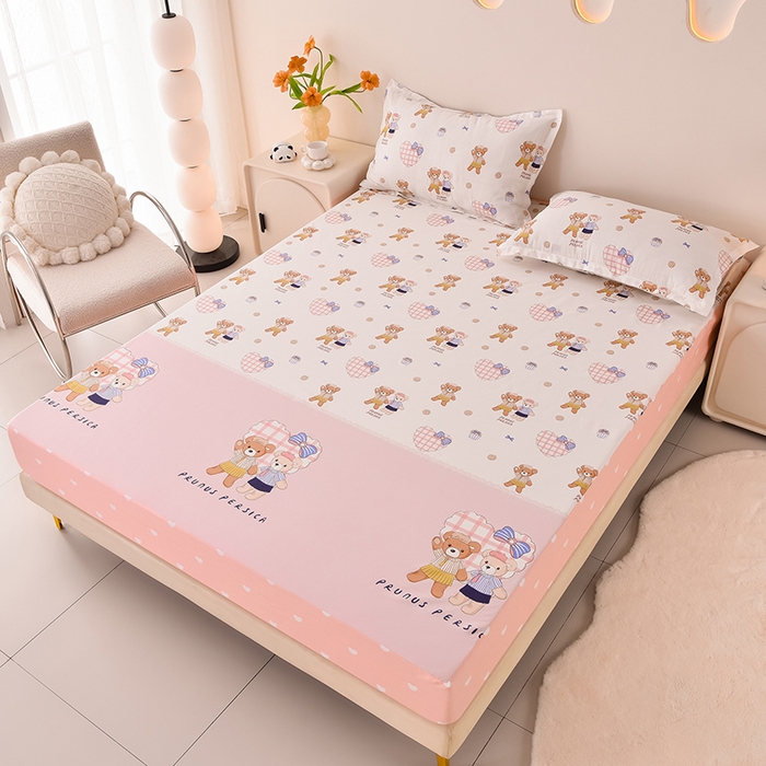 91家纺网 家纺一手货源 找家纺 床笠人家 2025新款全棉印花防水床笠防水隔尿透气-印花防水床笠 甜蜜告白