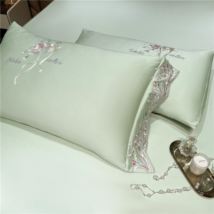 91家纺网 家纺一手货源 找家纺 红番天家居馆 2025新款长绒棉系列四件套-安娜 安娜-芥末绿