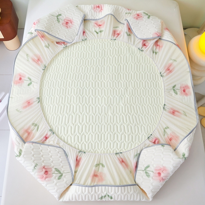 91家纺网 家纺一手货源 找家纺 LIFE.丽芙 2024年新品0.4乳胶凉席加厚床笠款三件套+凉感丝夏被可组合四件套-图片一 花语