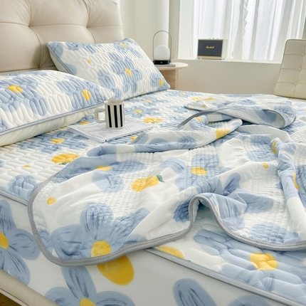 91家纺网 家纺一手货源 找家纺 （总）2024年新品0.4乳胶凉席加厚床笠款三件套+凉感丝夏被可组合四件套-图片二