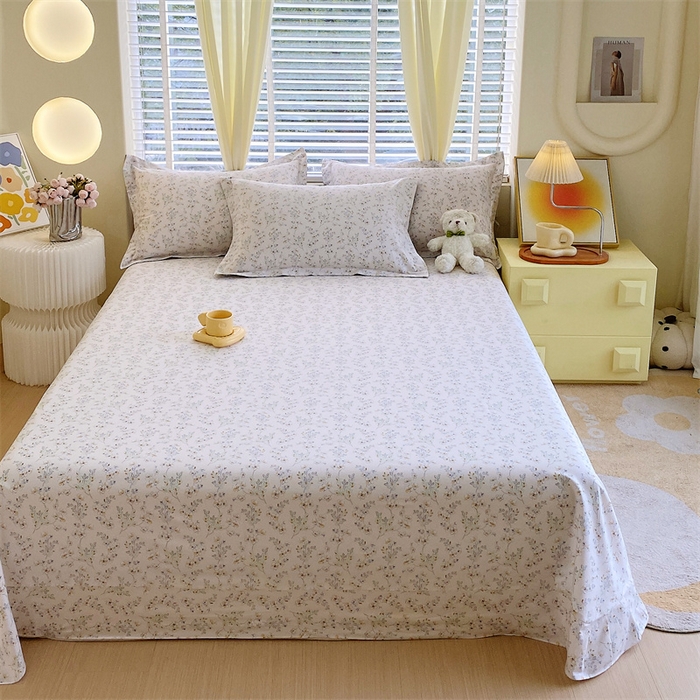 91家纺网 家纺一手货源 找家纺 宝齐莱家纺 2024新款13372全棉印花四件套单品系列-床单 淡雅