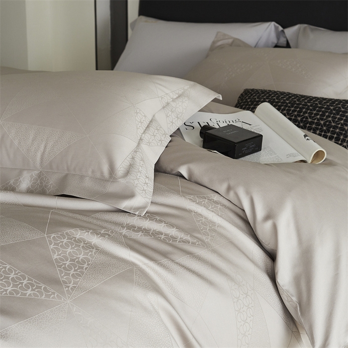 91家纺网 家纺一手货源 找家纺 梦享生活家居 2024新款100支贡缎提花四件套 格林-米杏