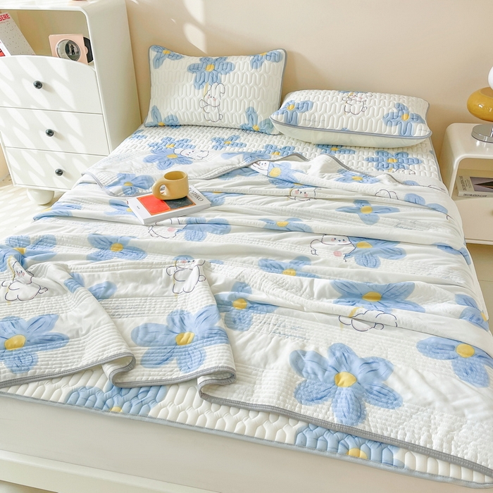 91家纺网 家纺一手货源 找家纺 （总）LIFE.丽芙 2024年0.4乳胶凉席加厚条席款三件套＋凉感丝夏被可组合四件套图片二