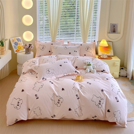 91家纺网 家纺一手货源 找家纺 宝齐莱家纺 宝齐莱家纺 2024新款13372全棉印花系列四件套 小熊