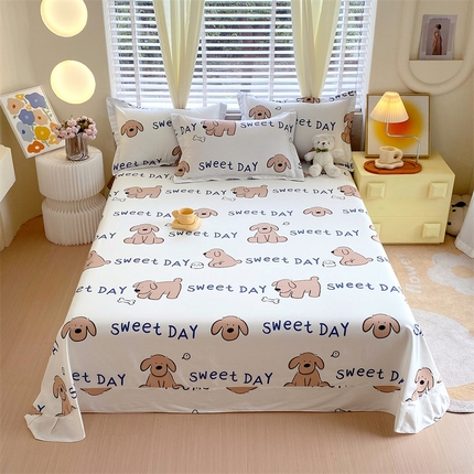 91家纺网 家纺一手货源 找家纺 宝齐莱家纺 2024新款13372全棉印花四件套单品系列-床单 奶糖