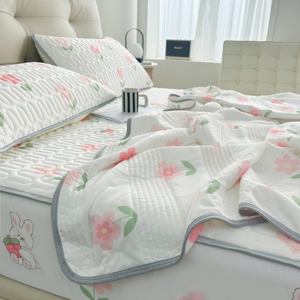 91家纺网 家纺一手货源 找家纺 （总）2024年新品0.4乳胶凉席加厚床笠款三件套+凉感丝夏被可组合四件套-图片二