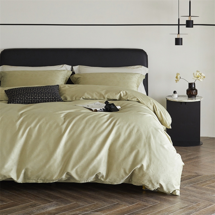 91家纺网 家纺一手货源 找家纺 梦享生活家居 2024新款100支贡缎提花四件套 赛琳-普罗绿