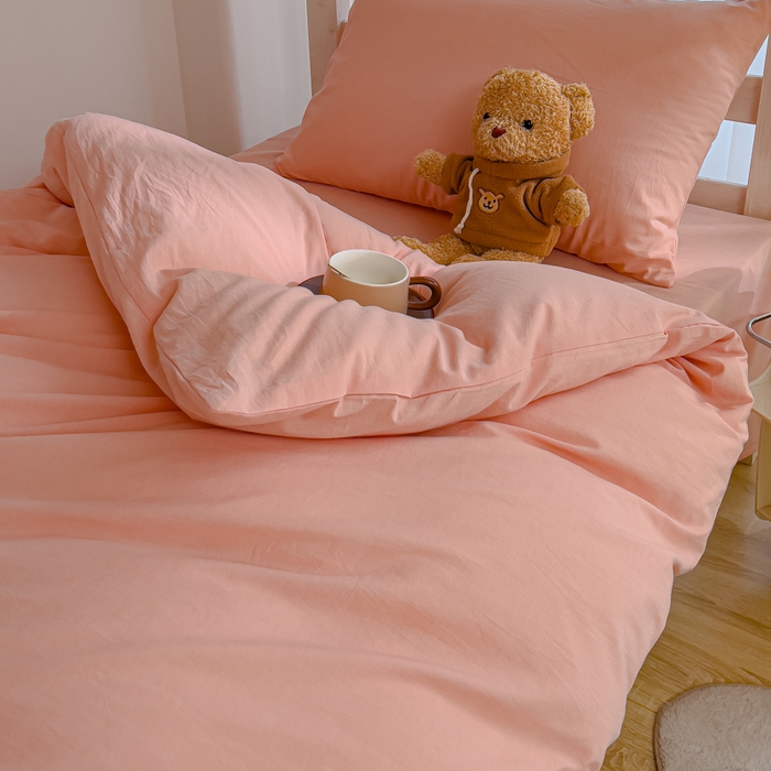 91家纺网 家纺一手货源 找家纺 久典家居 2024新款A类全棉学生款三件套 浅粉