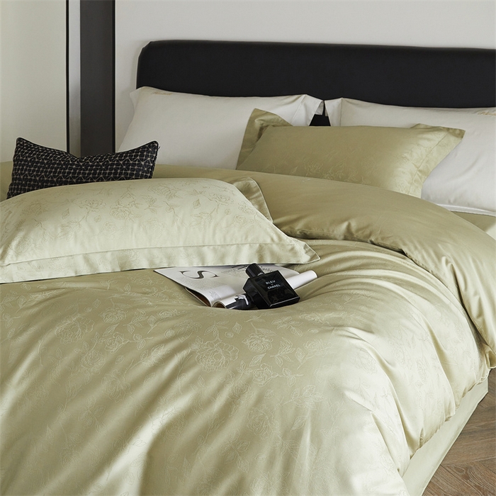 91家纺网 家纺一手货源 找家纺 梦享生活家居 2024新款100支贡缎提花四件套 赛琳-普罗绿