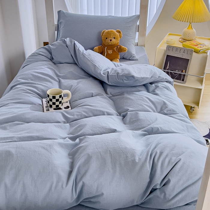 91家纺网 家纺一手货源 找家纺 久典家居 2024新款A类全棉学生款三件套 浅水蓝