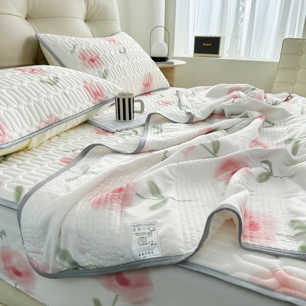 91家纺网 家纺一手货源 找家纺 （总）2024年新品0.4乳胶凉席加厚床笠款三件套+凉感丝夏被可组合四件套-图片二