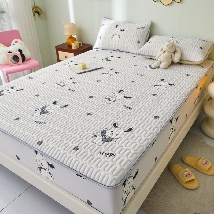 91家纺网 家纺一手货源 找家纺 LIFE.丽芙 2024年新品0.4乳胶凉席加厚床笠款三件套+凉感丝夏被可组合四件套-图片一 爱心狗