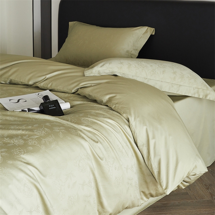 91家纺网 家纺一手货源 找家纺 梦享生活家居 2024新款100支贡缎提花四件套 赛琳-普罗绿