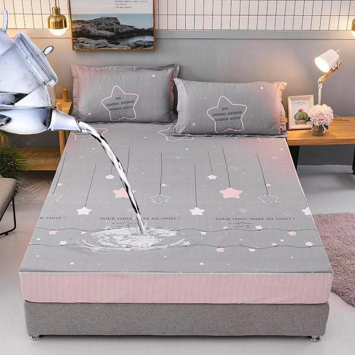 91家纺网 家纺一手货源 找家纺 床笠人家 2025新款全棉印花防水床笠防水隔尿透气-印花防水床笠 浪漫星空