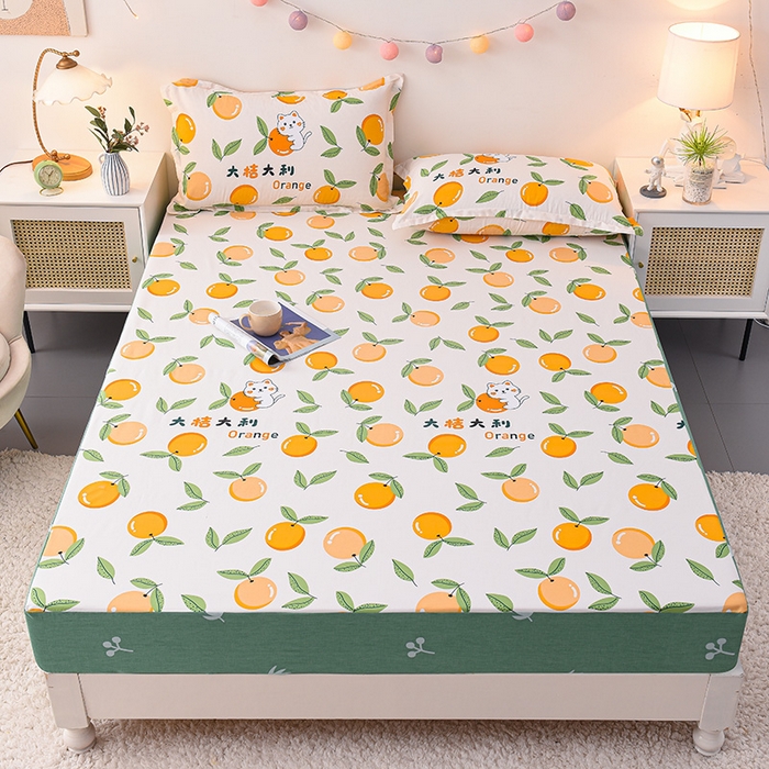 91家纺网 家纺一手货源 找家纺 床笠人家 2025新款全棉印花防水床笠防水隔尿透气-印花防水床笠 大桔大利