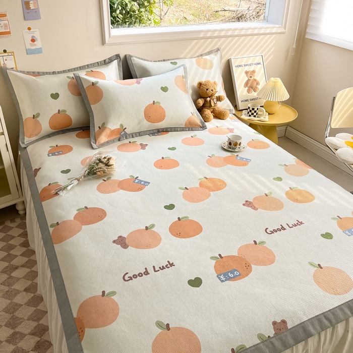 91家纺网 家纺一手货源 找家纺 懒猫家纺 2024新款250D数码印花宽边圆网冰丝席 大吉大利