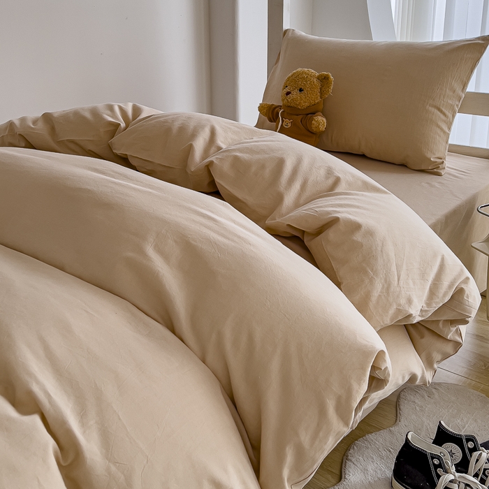 91家纺网 家纺一手货源 找家纺 久典家居 2024新款A类全棉学生款三件套 米驼