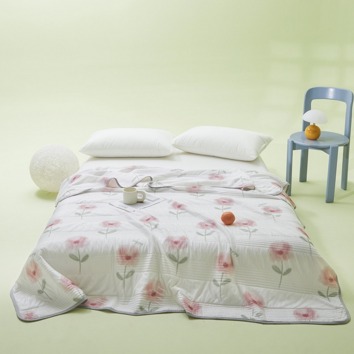 91家纺网 家纺一手货源 找家纺 LIFE.丽芙 2024年新品韩式风凉感丝夏被-跑量 花语