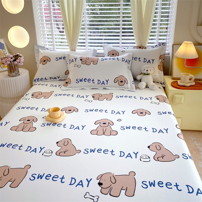 91家纺网 家纺一手货源 找家纺 宝齐莱家纺 2024新款13372全棉印花四件套单品系列-床单 奶糖