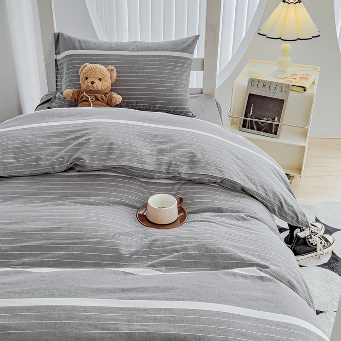 91家纺网 家纺一手货源 找家纺 久典家居 2024新款A类全棉学生款三件套 极简灰