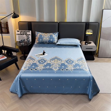 91家纺网 家纺一手货源 找家纺 有品 2025新款斜纹提花冰丝席冰丝凉席三件套 欧曼情调