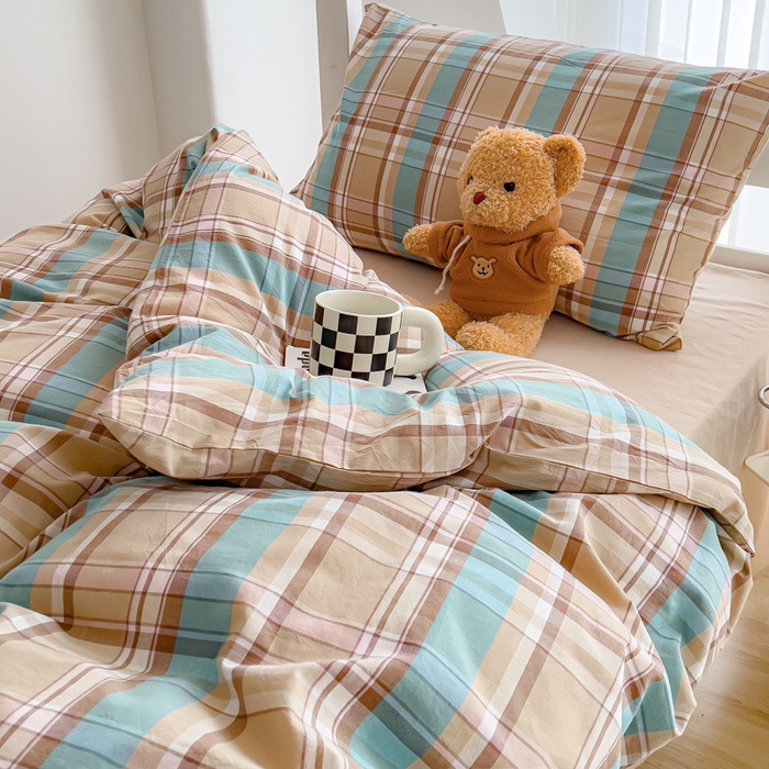 91家纺网 家纺一手货源 找家纺 久典家居 2024新款A类全棉学生款三件套 昭华咖