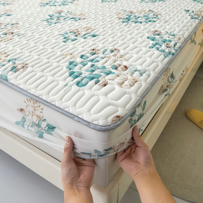 91家纺网 家纺一手货源 找家纺 LIFE.丽芙 2024年新品0.4乳胶凉席加厚床笠款三件套图片一 仲夏