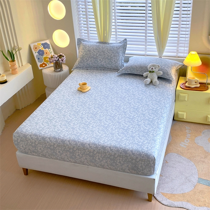 91家纺网 家纺一手货源 找家纺 宝齐莱家纺 2024新款13372全棉印花系列单品床笠 花影-兰