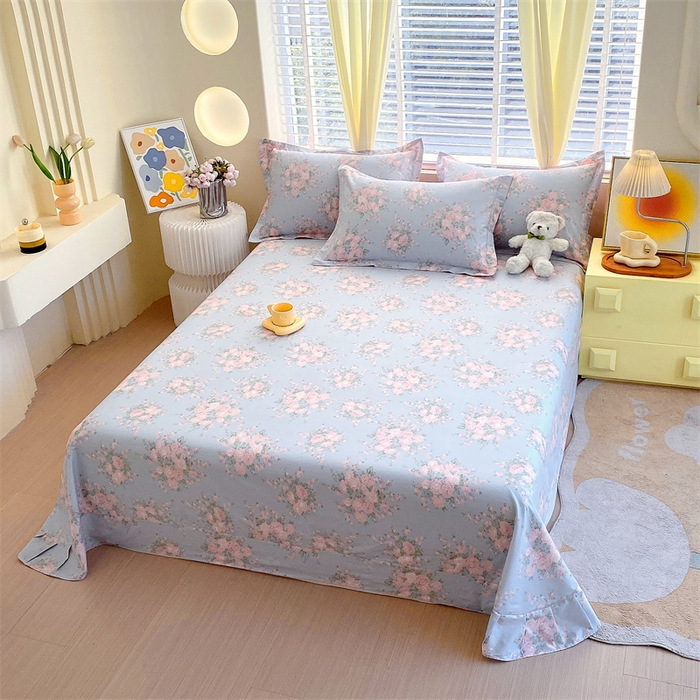 91家纺网 家纺一手货源 找家纺 宝齐莱家纺 2024新款13372全棉印花四件套单品系列-床单 莫奈花园-兰