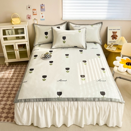 91家纺网 家纺一手货源 找家纺 懒猫家纺 2024新款250D数码印花宽边圆网冰丝席 夜皇后