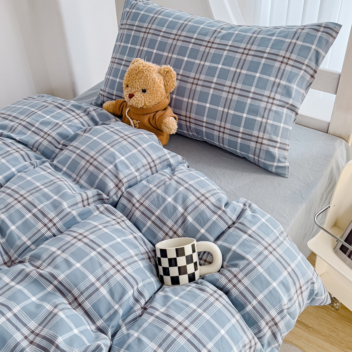 91家纺网 家纺一手货源 找家纺 久典家居 2024新款A类全棉学生款三件套 暖阳蓝