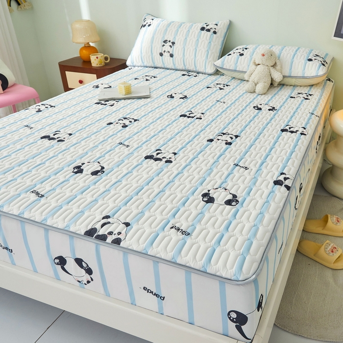 91家纺网 家纺一手货源 找家纺 LIFE.丽芙 2024年新品0.4乳胶凉席加厚床笠款三件套+凉感丝夏被可组合四件套-图片一 小熊猫