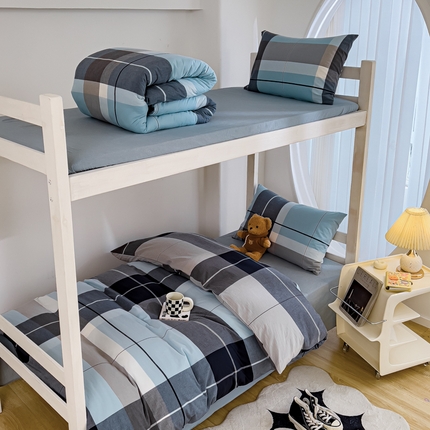 久典家居 2024新款A类全棉学生款三件套 都市风尚蓝